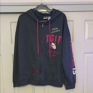 NWT Jason Voorhees Hoodie - Gray with Pink Accents